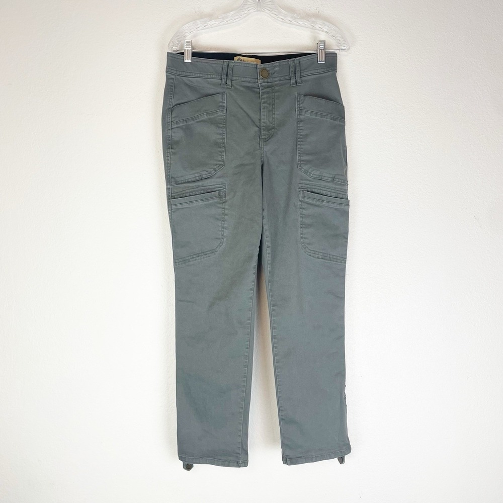Democracy Ab-Technology Pants Womens 10 Cargo Roll Tab Hem Utility Preppy Green